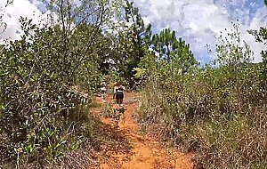 I go out to exercise with my two friends and we end up having a threesome outdoors