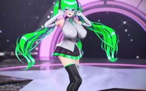 Hatsune Miku Huge Boobs Undress Dance Hentai Vocaloid Bibbidiba Song Mmd 3D Green Hair Color Edit Smixix