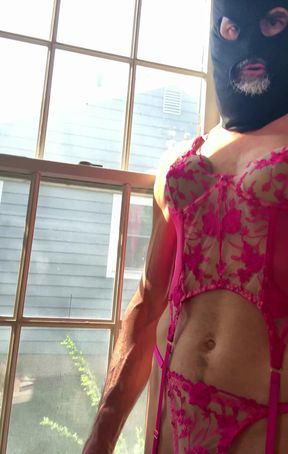Cdmichelle Dressing At Jobsite Putting on Pink Lingerie  Walking Around Wearing Sexy Dres