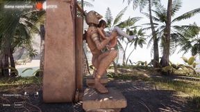Lara Cave Crashed by Demon Tree Cock Gushing Cum Destroyed
