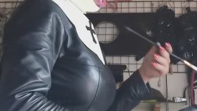 Smoking and fucking BBC leather nun