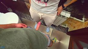 Stranger cum in my panties in restaurant toilet