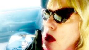 MATURE BLONDE SMOKING VS120 MENTHOLS WITH CAT SUNGLASSES