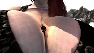 Strong redhead grows into giantess and protects you - Skyrim Giantess