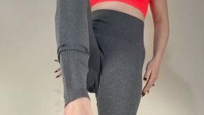 Stripping and foot job on dildo