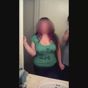 St Pat&#039;s Day Big Tit PAWG Redhead gives BJ, gets cum all over her tits