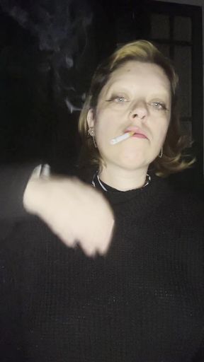 Kinky mom smokes alone in her bedroom