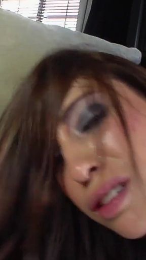 She's eighteen and Abby Lane a slut with a shaved pussy and sexy tattoos gives her pussy to a hard cock
