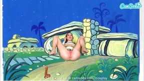 Cute Teen Cosplay As Wilma Flintstone Masturbates And Sucks Huge Cock