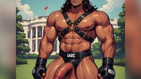 Muscular Boxers Naked and Cumming Outside White House Ai Art