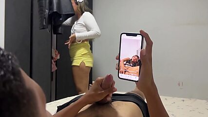 Busted! Stepsister Walks In On Stepbrother Beating His Meat To Her Selfie