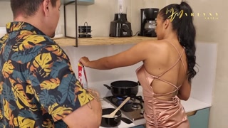 My coworker gives me his cum in my mouth and fucks me in the kitchen - Mariana Martix