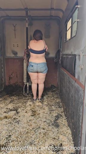 Stripping in the Livestock Trailer in Public