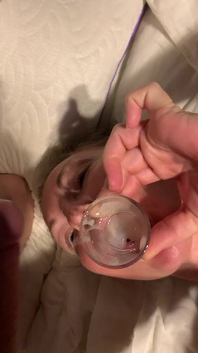 Collecting Sperm Late Night, in Shot Glass Swallow