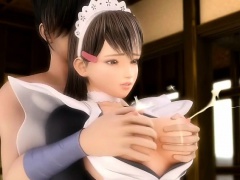 Big breasted 3D anime maid squirt milk