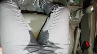 Blonde British girl wets her jeans in a car compilation
