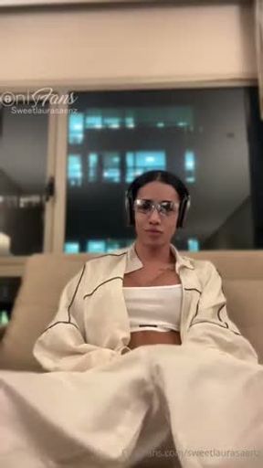 Laura accidental cum on couch