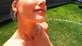 Draining Big Dick Cum and Pee Outside