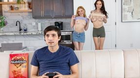 My Family Pies featuring Demi Hawks and Sawyer Cassidy's natural tits smut