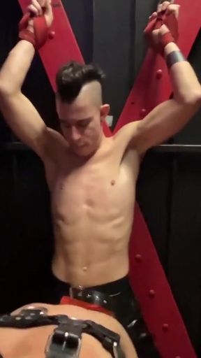 Unforgettable moment from &quot;Bareback sauna latex fuck in military bunk beds and tied up to St Andrew&#039;s Cross&quot;