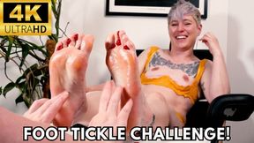 Cute Short Hair Tomboy Foot Tickling Challenge with Oiled Feet Tickled