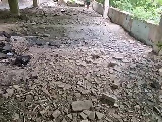 Got lost in the ruins and fucked bareback in the ass to hot cum .