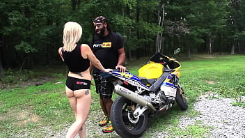 Nadia White jump off the bike and Sucks Don Whoe &#039_s thick cock SuperHotFilms