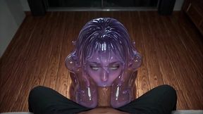 Slime Girl'_s Curious Blowjob - [AI]
