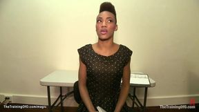 Ebony slave trainee spanked and rubbed