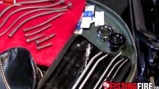 Hunk twink Samuel Colt takes a 16 inch long silicon sound in his big cock
