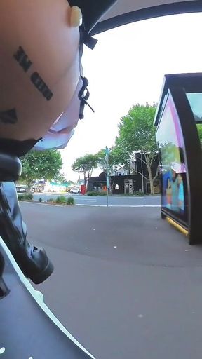 Caught a Couple of Times as I Ride Around with Metal Butt Plug Showing on Bike