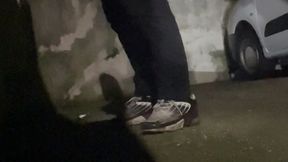 amateur boy pissing in the street after party