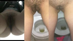 девушка писает в общественных туалетах, показывает грязные трусики и слизь во время овуляции. мокрая писька!