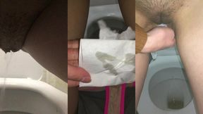 девушка писает в общественных туалетах, показывает грязные трусики и слизь во время овуляции. мокрая писька!