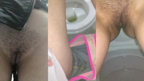 девушка писает в общественных туалетах, показывает грязные трусики и слизь во время овуляции. мокрая писька!