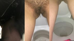 девушка писает в общественных туалетах, показывает грязные трусики и слизь во время овуляции. мокрая писька!