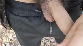 Show off Destroyed Dick From Too Much Jerking + Cumming Bouncing Cock Outdoor