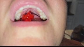 Kimmy Swallows Gummy Bears! 240FPS