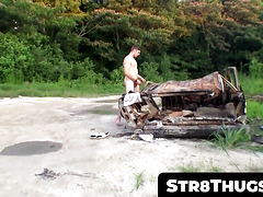 Str8Thugs.com - Muscular jock Elijah Knight's solo wank off his fat cock and cum session