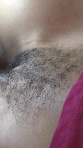 Ebony hairy twat filled up with BWC and hot cream
