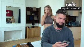 While hubby's at work, a hotwife orgy with a cheating slut, servicing numerous men.