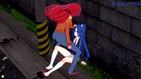 Hot lesbian fetish chaos with Tsubasa and Kanade's sizzling futanari delights