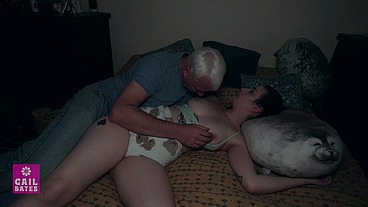 Stepdaughter caught fucking stepdad by stepbrother and gets double creampie