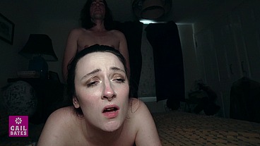 Stepdaughter caught fucking stepdad by stepbrother and gets double creampie