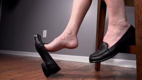 Side View Shoeplay Dangling Black Leather Loafers FootPlay - Kylie Jacobsx - MP4 720p HD