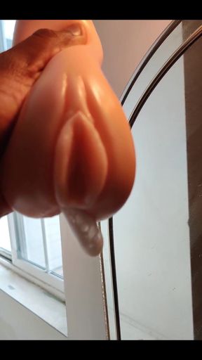 Squeezing My Cum Out of an Onahole After Using It
