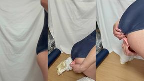 クラスの男子に小便やザーメンをぶっかけられた匂う肉便器スクール水着を着て極太アナルディルド調教