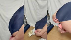 クラスの男子に小便やザーメンをぶっかけられた匂う肉便器スクール水着を着て極太アナルディルド調教