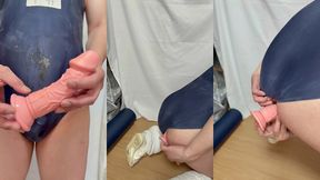 クラスの男子に小便やザーメンをぶっかけられた匂う肉便器スクール水着を着て極太アナルディルド調教