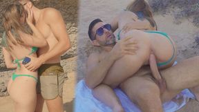 Juicy caucasian butt&#x1F351; worshipped on sun-kissed coast as beachgoers get lucky